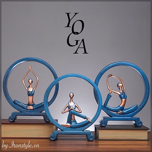 Tượng yoga xanh vòng tròn trang trí 